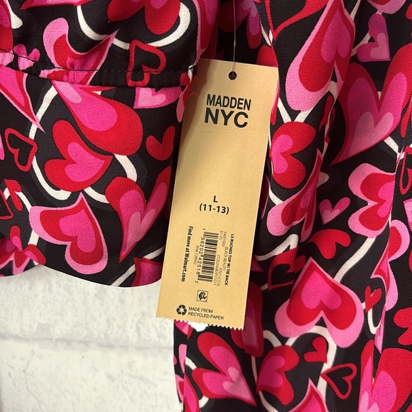 Madden NYC Heart Cropped Tie Back Shirt Size L Cute NWT - Picture 7 of 13